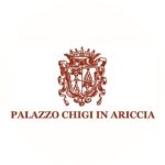 Coat of arms of Palazzo Chigi in Ariccia with name below